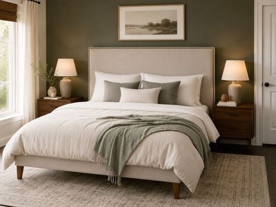 King Upholstered Bed Frame – West Elm – Excellent Condition