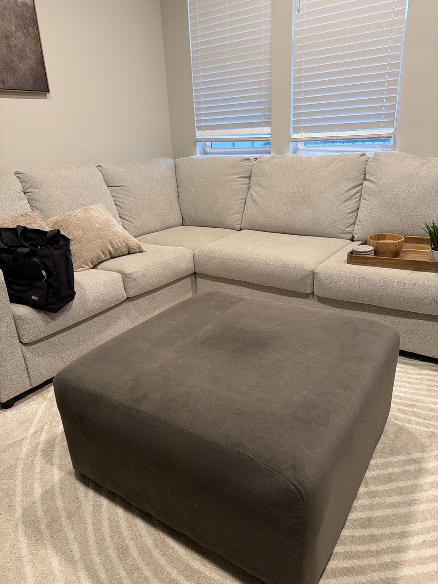 Large Square Upholstered Ottoman Coffee Table in dark green