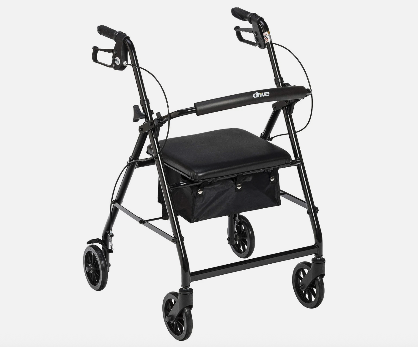 Drive Medical Aluminum Rollator Walker Seat Foldable 6" Wheels Black 300lb