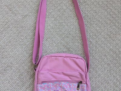 Girls Pink Hearts Adjustable Crossbody Purse Bag