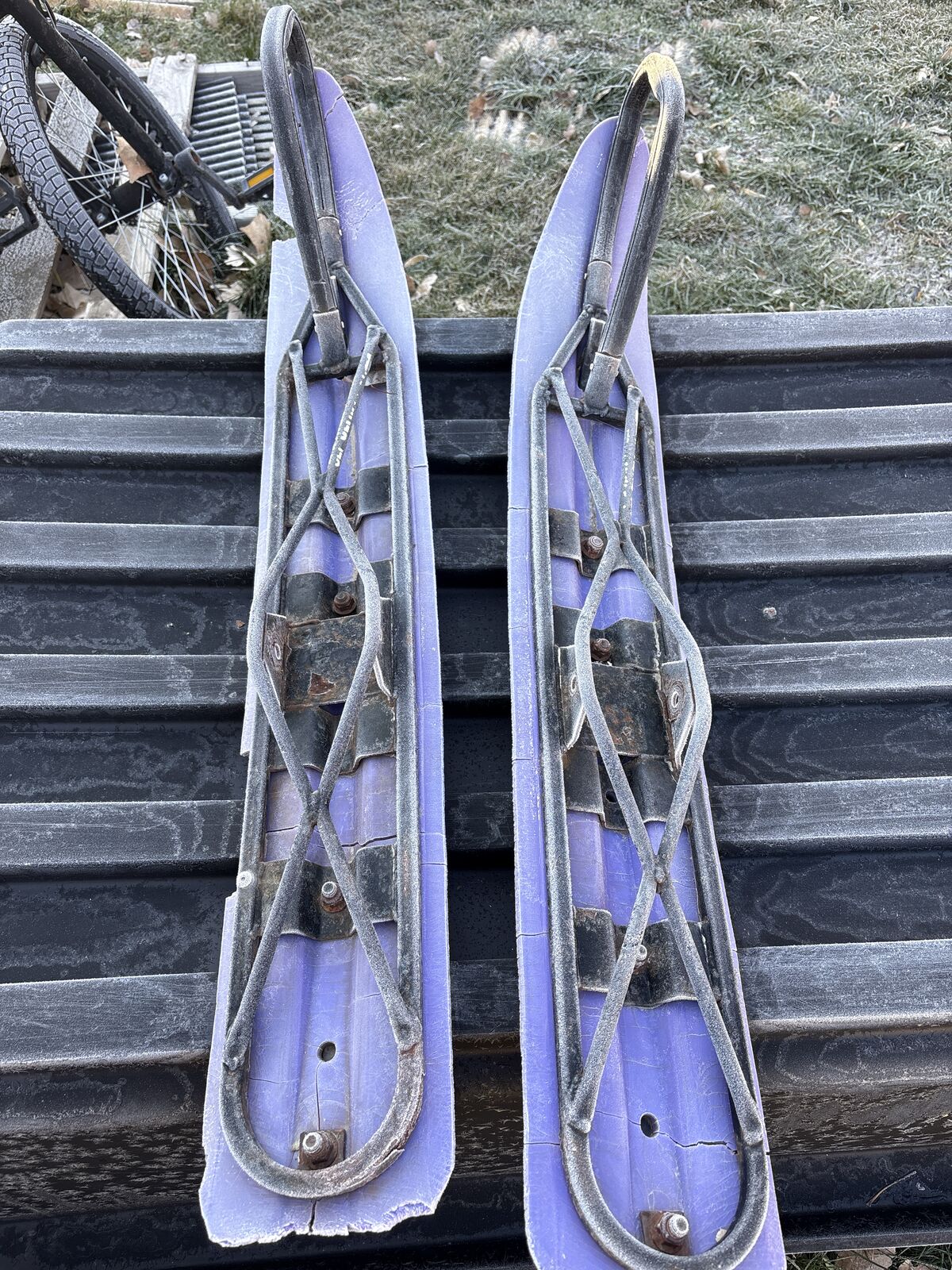 Vintage snowmobile skis