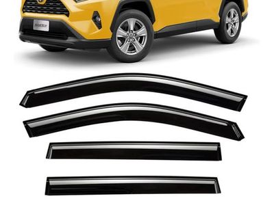 JUUCEY Tape-on Side Window Visors Rain Guards for Toyota RAV4 2019-2025 - Smoke Tinted 4pcs