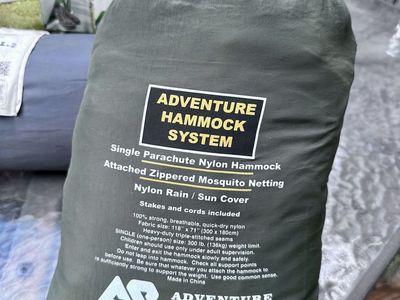 Adventure Research Single Parachute Nylon Hammock System w/ Netting & Rain Cover