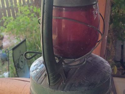 Vintage Embury Mfg. Co. Warsaw, NY USA Red Globe Lantern - Antique Railroad Lantern