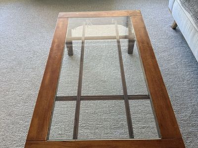 Wood Coffee Table with Glass top