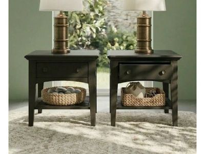 Set Of Two Identical Black Nightstands