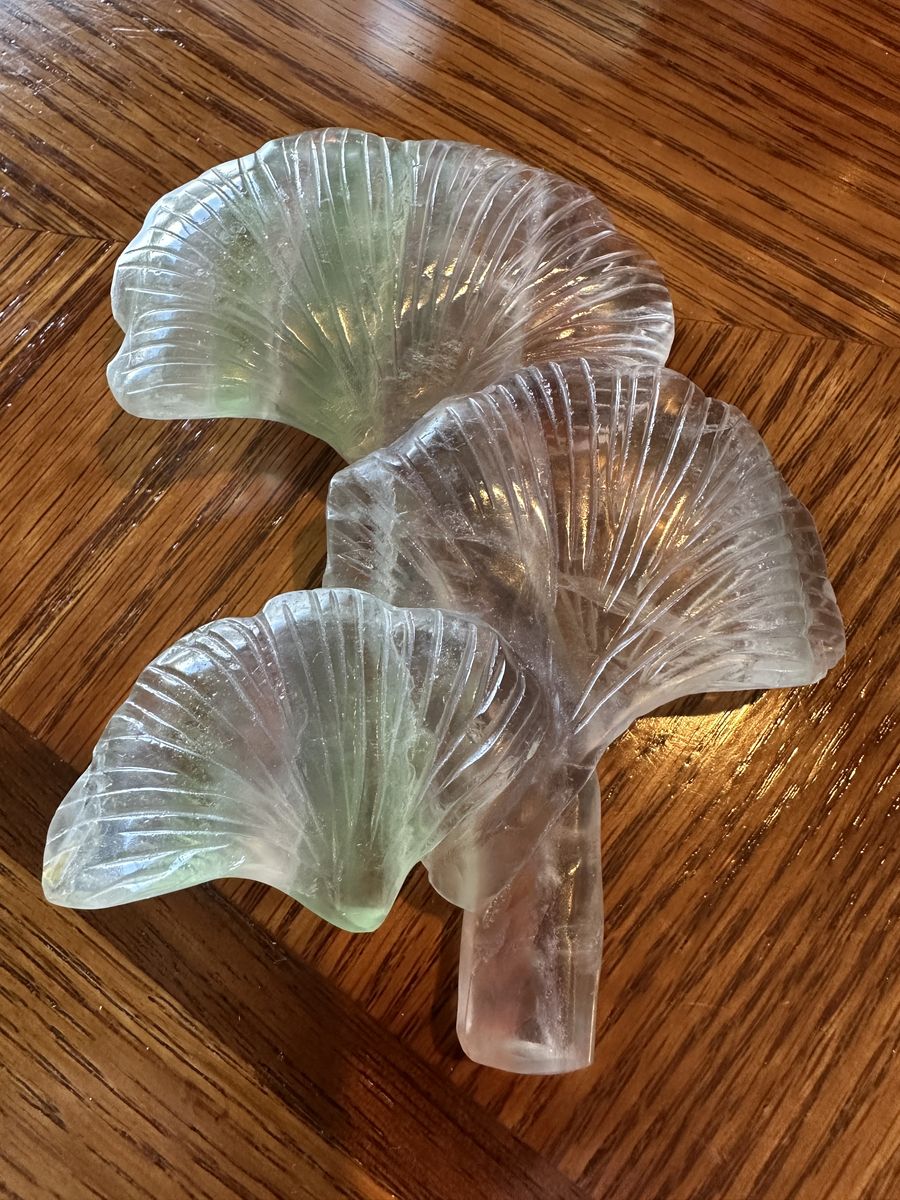 Rainbow Fluorite Carved Ginkgo Leaf Crystal Healing Specimen