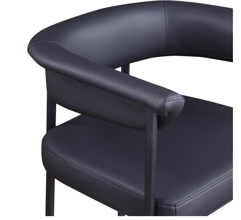 Set of 2 Counter Stool, Soft Vegan Leather Meridian Furniture 428Black-C Malin Collection Modern