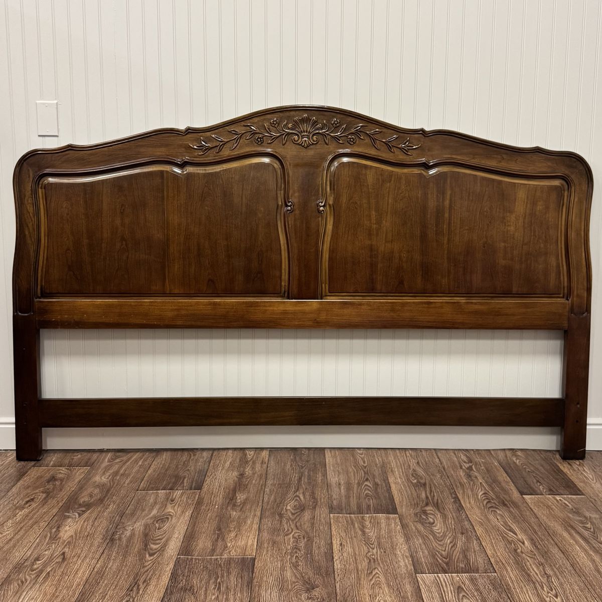 Vintage French Provincial Carved Walnut King Headboard – White Furniture Co.