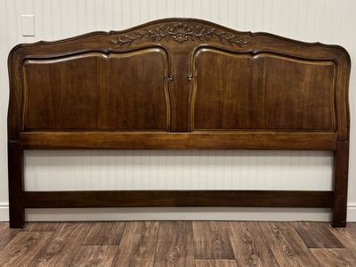 Vintage French Provincial Carved Walnut King Headboard – White Furniture Co.