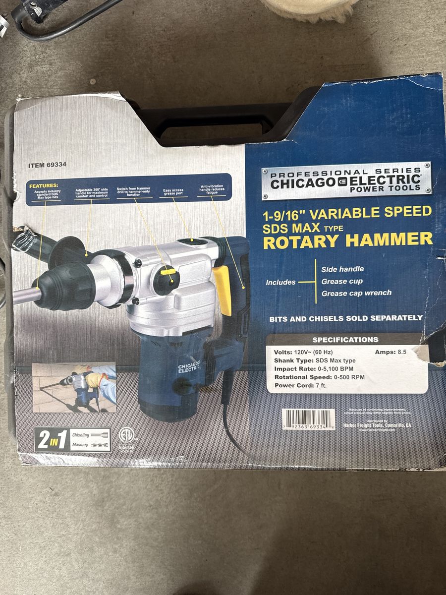 Rotary Hammer 1 9/16” variable speed