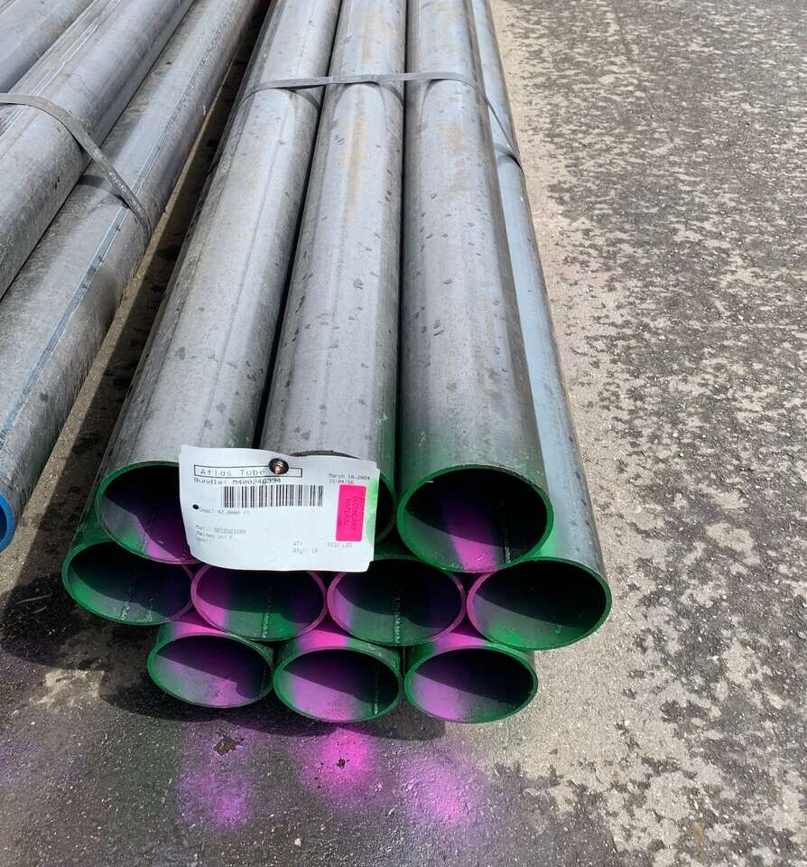 BIG SALE! Surplus Steel Round Tubing 5-9/16" OD × 3/16" wall x 21'6 - $117.95 each