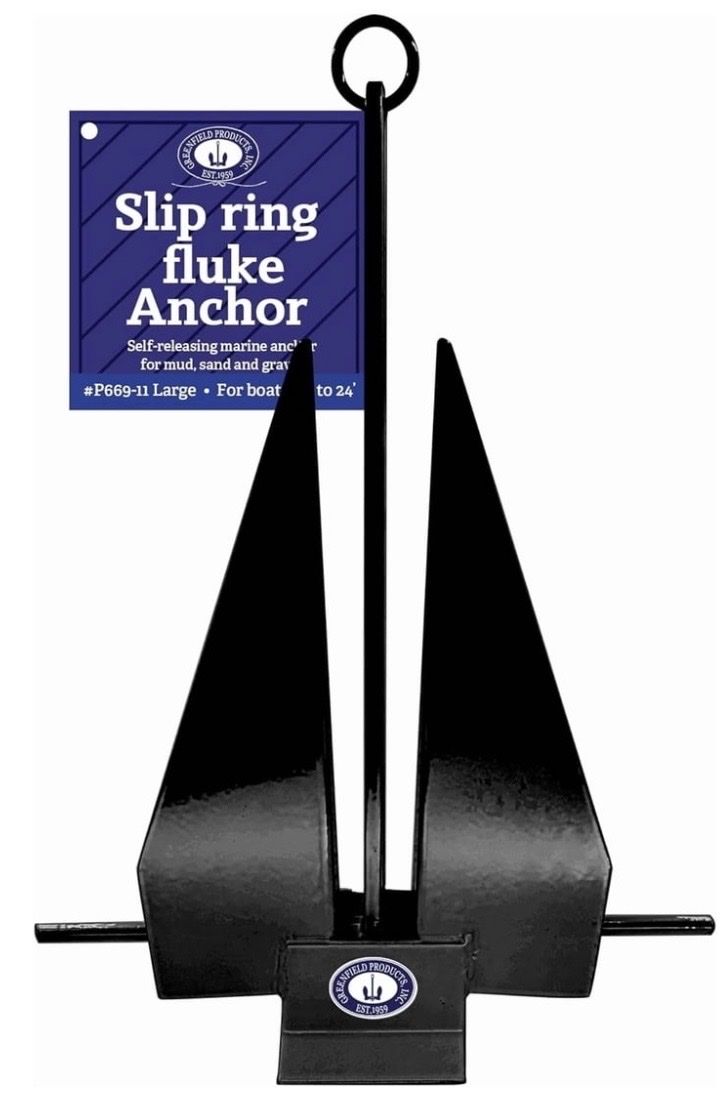 Greenfield Slip Ring Fluke Anchor P669-11 Large for Boats up to 24'