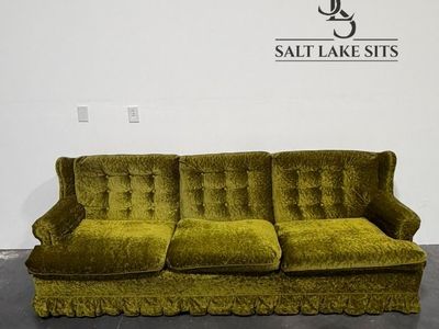 1970s Vintage Green Velvet Sofa