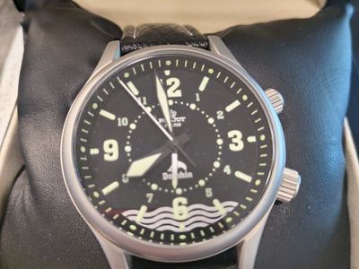 Poljot Dolphin Chronograph Watch - Men's Black Leather Strap, Stainless Steel Case - Excellent Condition