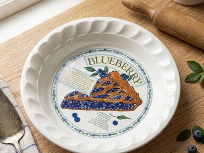 Golden Pie Blueberry Pie Plate, Ceramic, Dishwasher/Microwave/Oven Safe, Korean-Made Bakeware