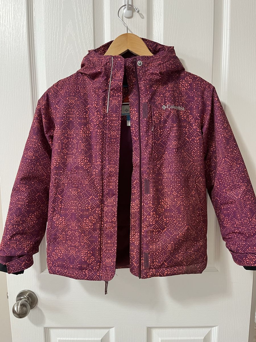 Columbia Girls Winter Ski Jacket and Snow Pants Set Purple Geometric