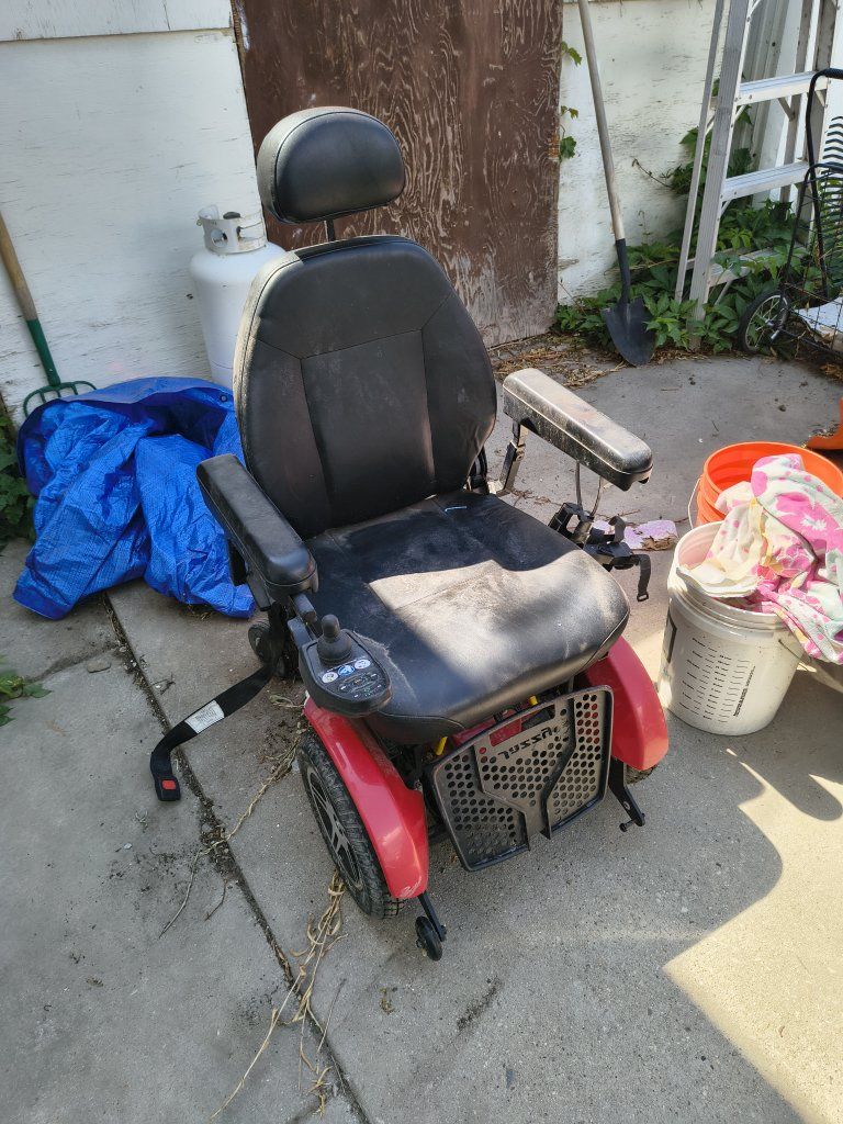 Electric Power Wheelchair Mobility Scooter with Joystick Control - Red/Black