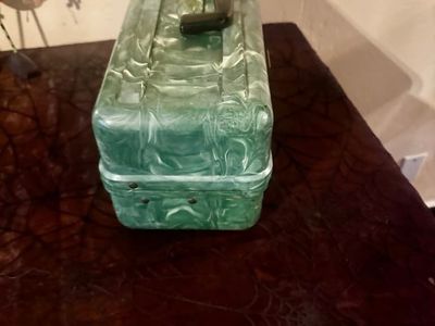 vintage Plano tackle box fishing gear and licenses