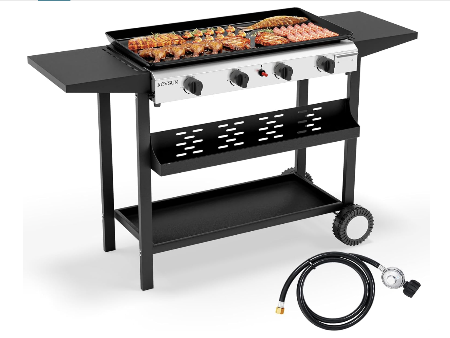 NEW ROVSUN 4 Burner Portable Propane Griddle with Electronic Ignition Flat Top Gas Grill