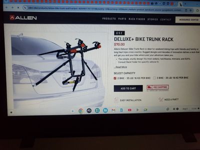 New Allen Sports Deluxe+ 2-Bike Trunk Mount Rack Model 102DN