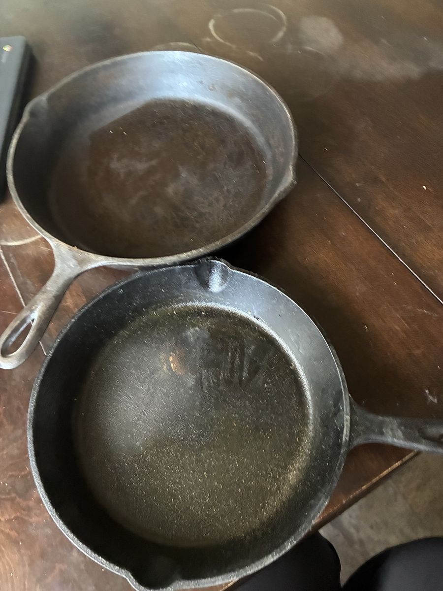 Set up two cast-iron skillet, 12 inches and 10 inches