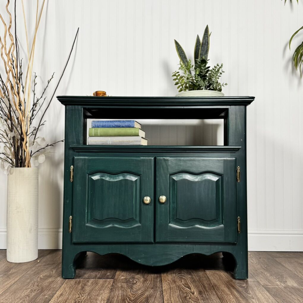 Vintage Hunter Green Cabinet / Media Console