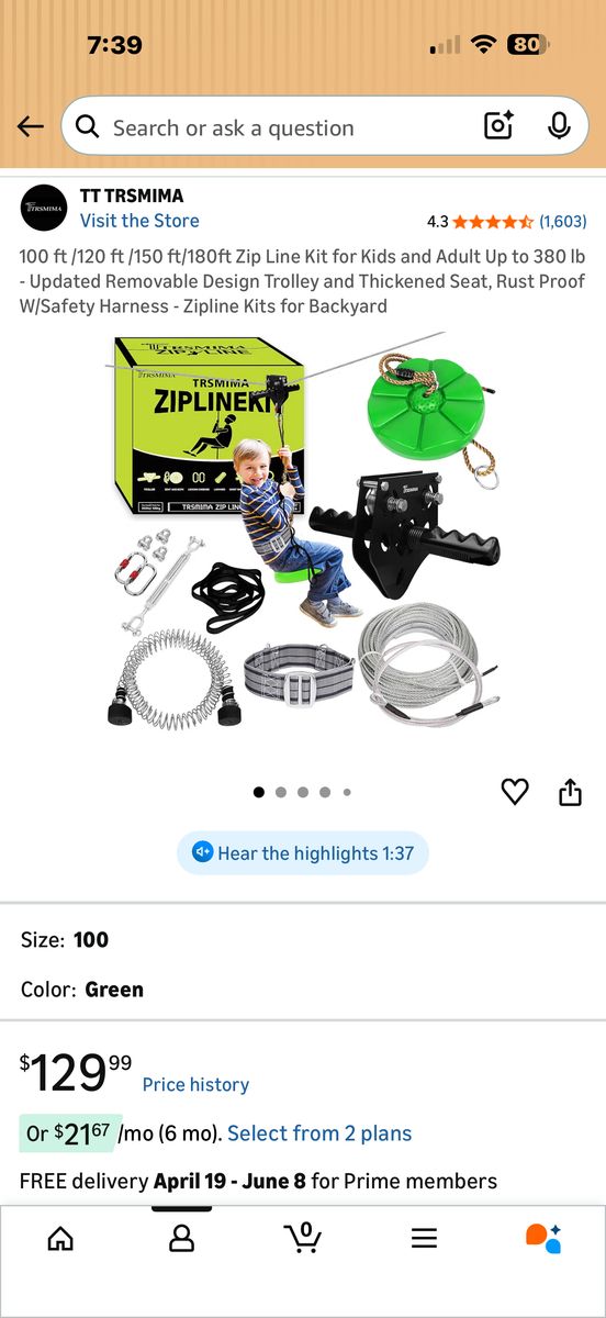 Zipline Kit - 100 Feet