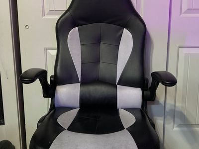 Black & White Gaming Chair / Office Chair (Flip-Up Arms)