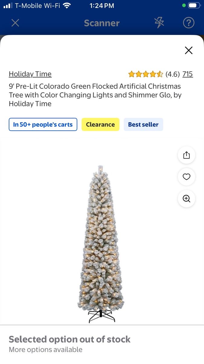 Holiday Time 9' Pre-Lit Colorado Green Flocked Artificial Christmas Tree with Color Changing Lights and Shimmer Glo