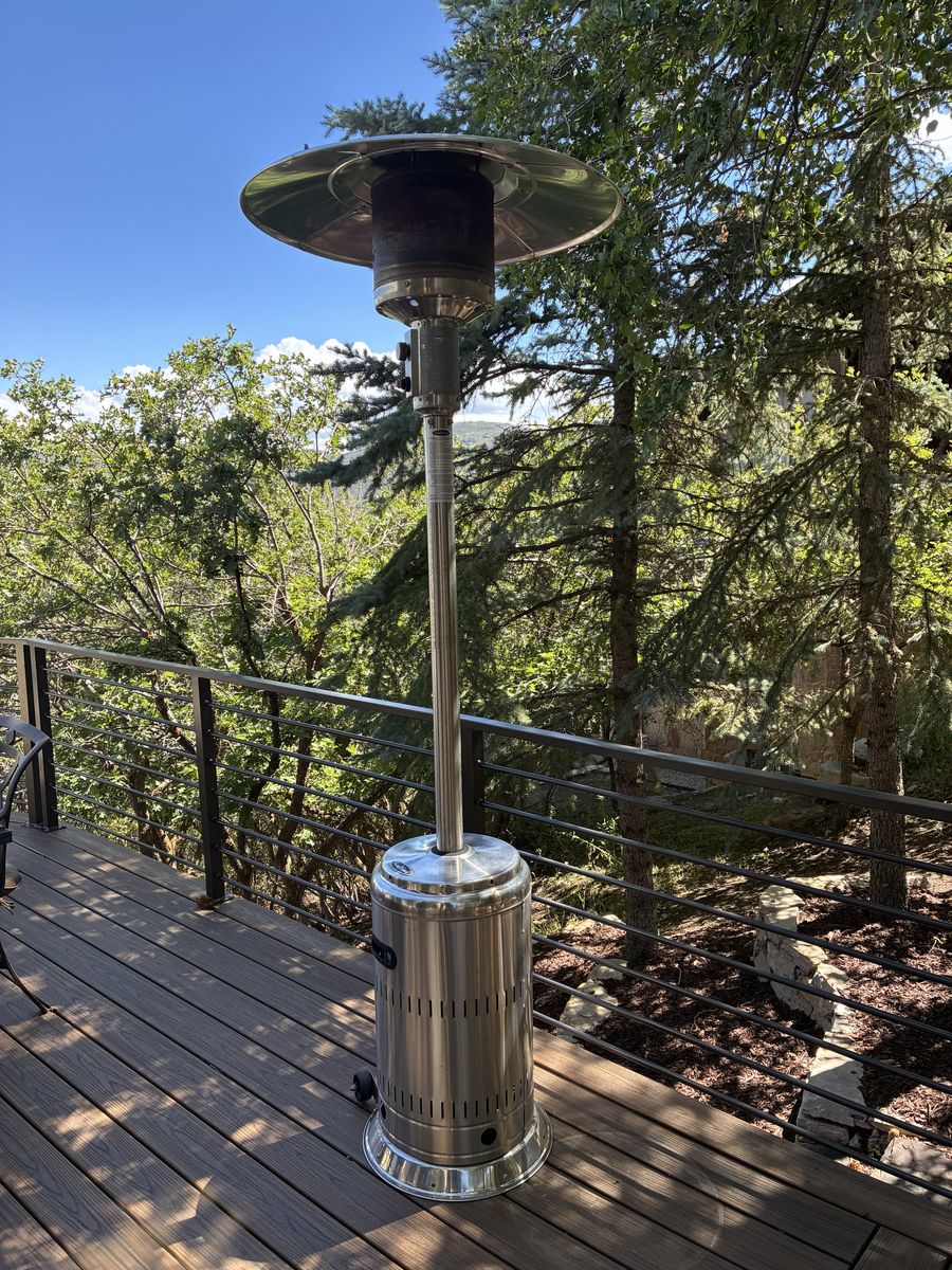 Set of 2 Stainless Steel Standing Patio Propane Heaters with Tanks