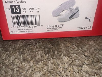 Puma King Top TT Soccer Cleats Men's Size 13 White Black Turf Shoes New with Box