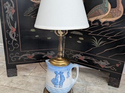Vintage Dutch salt glaze stoneware table lamp
