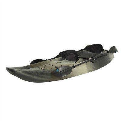 Lifetime Manta Kayak - 3 Person Sit-on-Top Fishing Kayak with 3 Paddles, Camo Green
