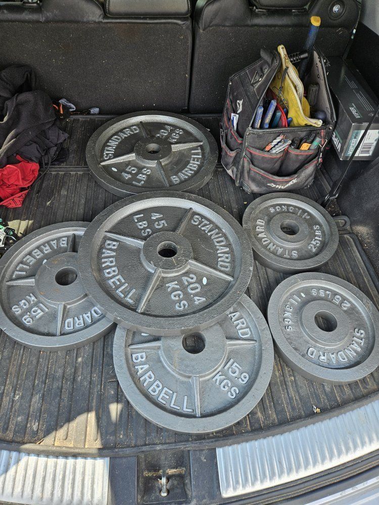 Standard  Cast Iron Plates (Total 210lbs) less than dollar per pound wont last long