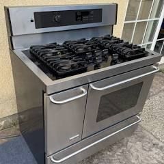 Kenmore Elite Stainless Steel 40" 5-burner gas cooktop and dual oven range.