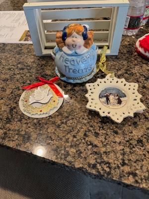 Heavenly Treats” angel cookie jar Snowflake photo frame