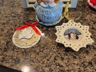Heavenly Treats” angel cookie jar Snowflake photo frame