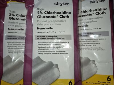 3 Packs Stryker Sage 2% Chlorhexidine Gluconate Cloths Patient Preoperative Skin Preparation Cleaning Wipes