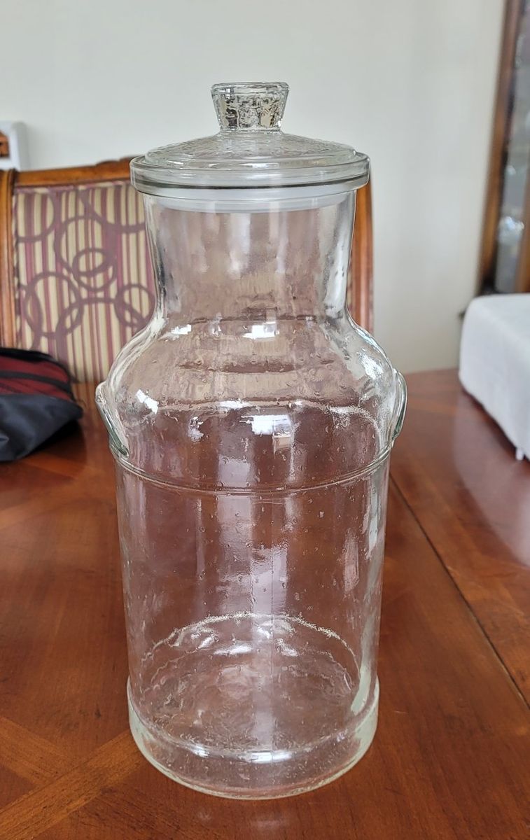 Vintage Glass Milk Jug Canister with Lid