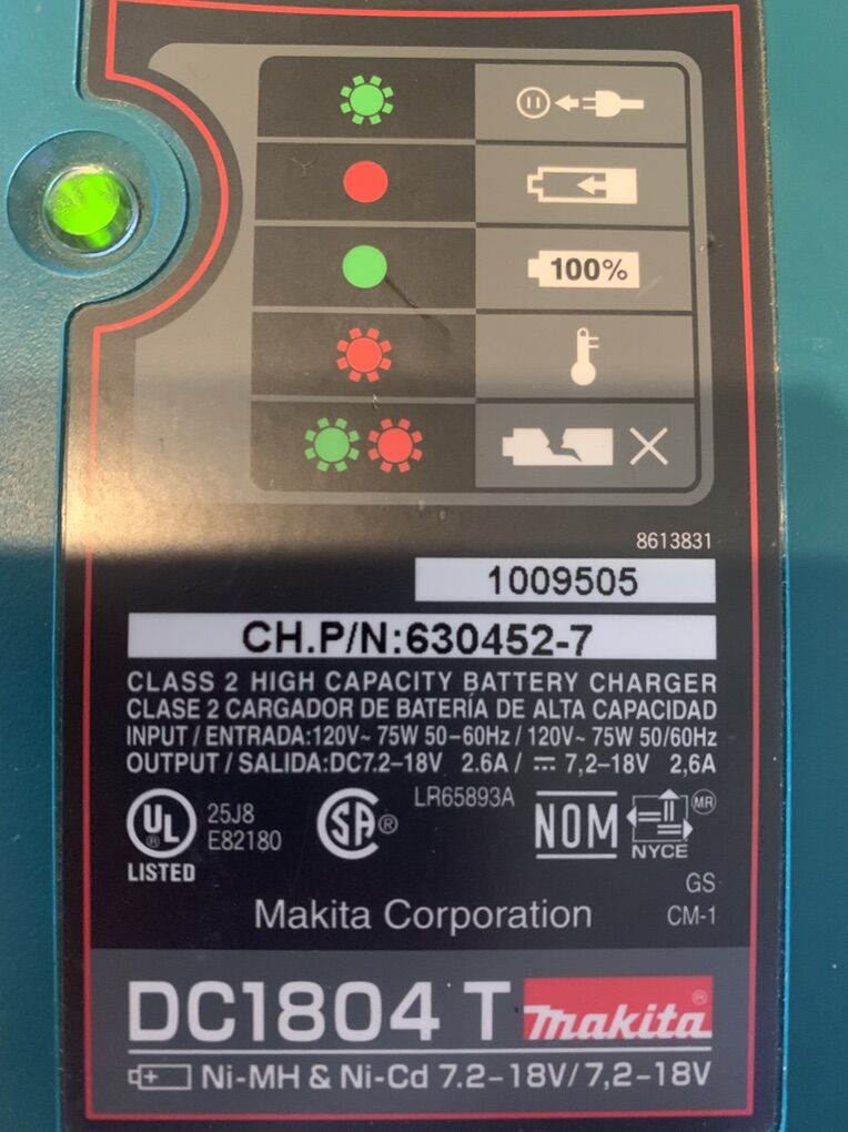 Makite Universal Charger 7.2-18v, Exelent Conditio