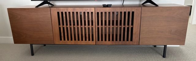 Modern Walnut TV Stand / Media Console – 80" – Excellent Condition = $150