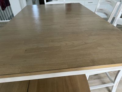Solid Wood Counter Height Farmhouse Dining Set | Butterfly Leaf | Bench + 4 Chairs