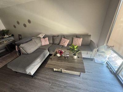 Gray L-Shaped Sectional Sofa with Chaise Lounge