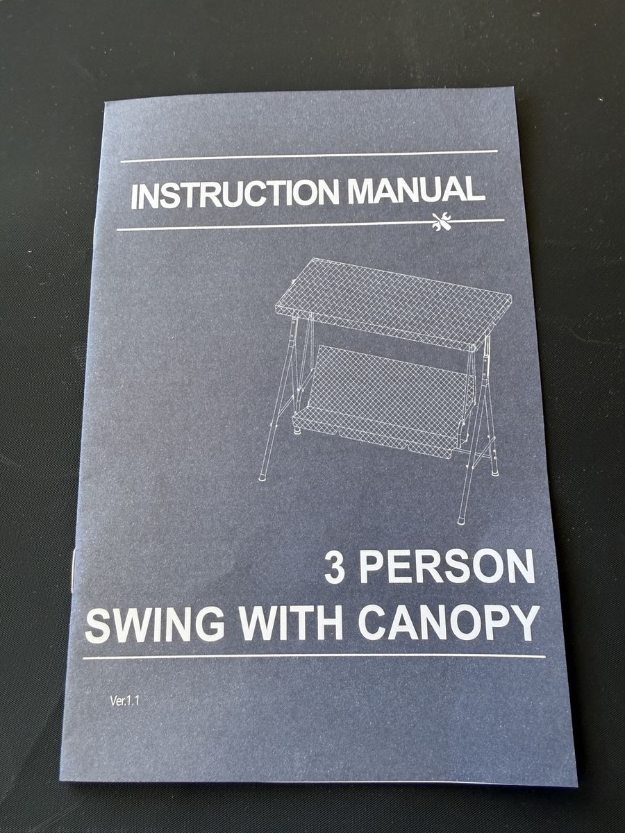 New 3-Person Patio Swing with Canopy – Black