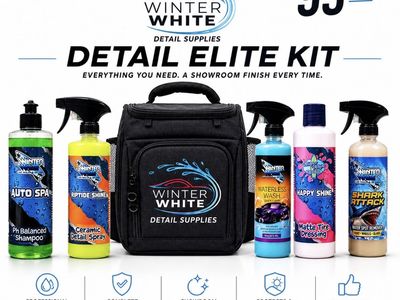 Winter White Detail Elite Kit Car Cleaning & Auto Detailing Set with Carrying Bag