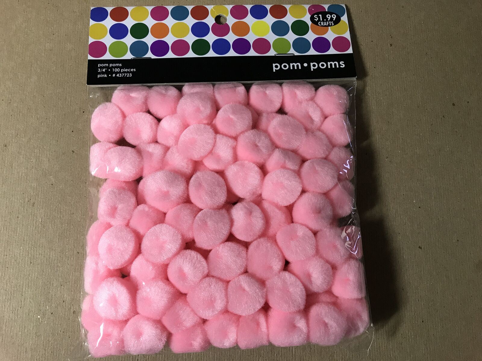 Pom Poms for Crafts, 100 White & 100 Pink 3/4” Small Pompoms Fuzzy Puff Balls, NIP