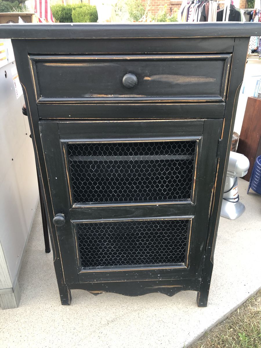 Black Distressed Wooden Pie Safe