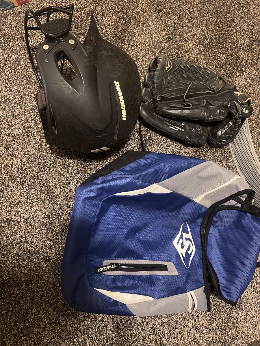 Softball bag and helmet