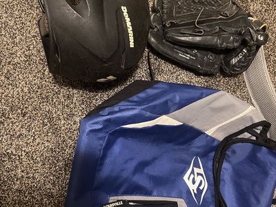 Softball bag and helmet